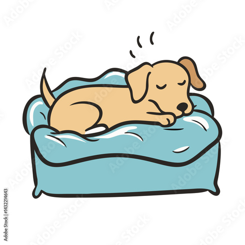 dog resting in a cozy bed icon, dog resting in a cozy bed vector illustration-simple illustration of dog resting in a cozy bed, perfect for dog resting in a cozy bed logos and icons