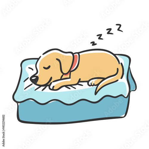 dog sleeping in bed icon, dog sleeping in bed vector illustration-simple illustration of dog sleeping in bed, perfect for dog sleeping in bed logos and icons