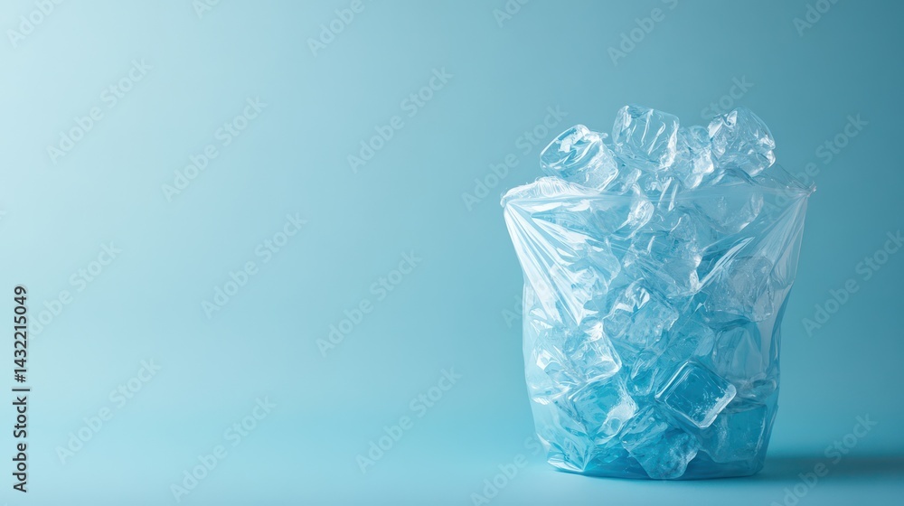 Plastic waste in a bin on a light blue background Plastic waste in a bin on a light blue background