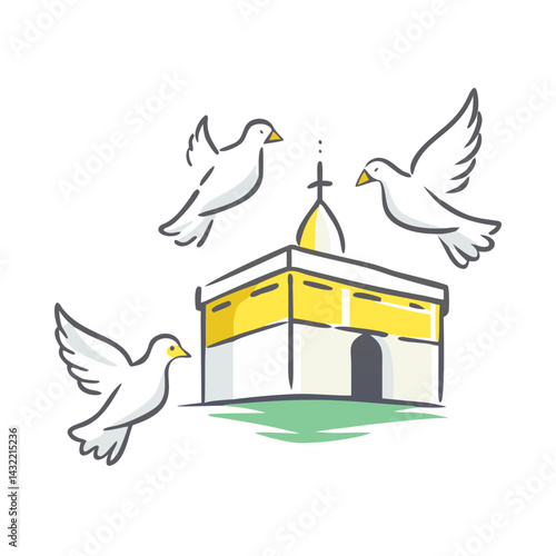 doves in mecca icon, doves in mecca vector illustration-simple illustration of doves in mecca, perfect for doves in mecca logos and icons