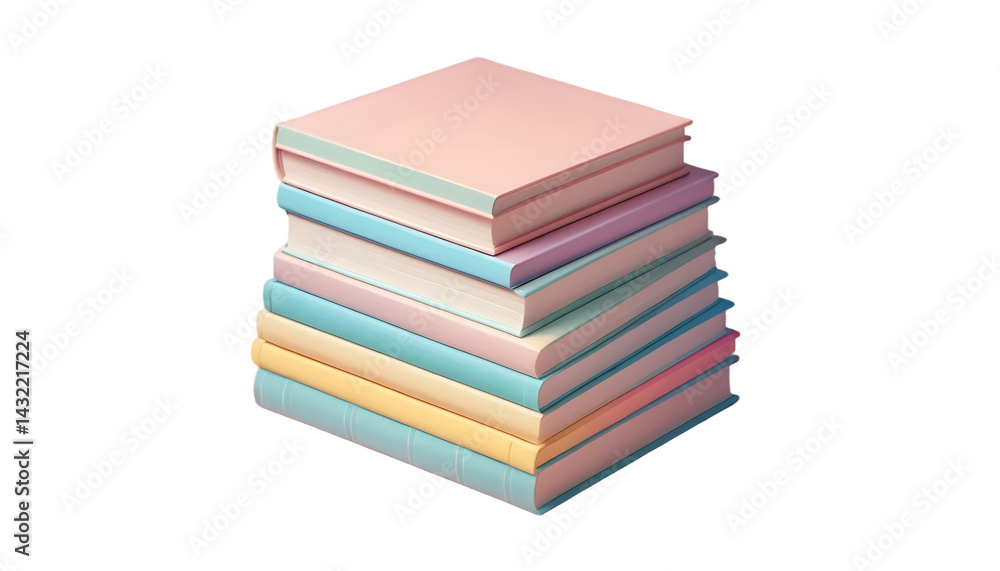 Stack of pastel books aesthetic education reading knowledge study design on transparent background Stack of pastel books aesthetic education reading knowledge study design on transparent background