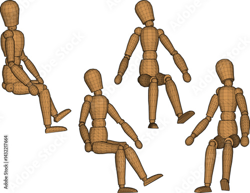 sketch vector illustration design decoration accessories doll wooden mannequin classic vintage ethnic traditional 