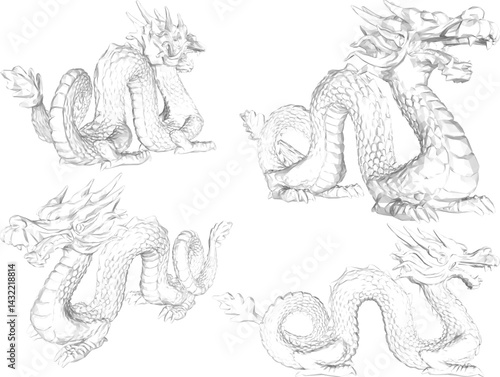 sketch vector illustration design image of mythological animal dragon