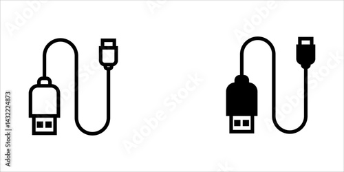 USB SIGN icon set. USB icon isolated on white background. USB symbol. Flash disk sign vector symbol. flash drive icon isolated. USB port sign on white background. Plug symbol, connect icon.