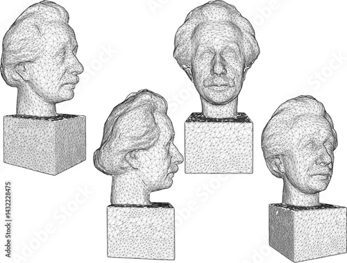 sketch vector illustration design statue philosopher thinker inventor classic vintage 