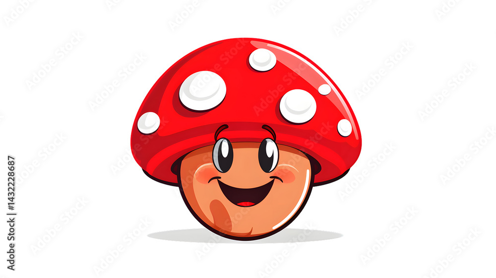 Obraz premium Whimsical and Adorable Red Mushroom Store Logo Design with a Playful Twist