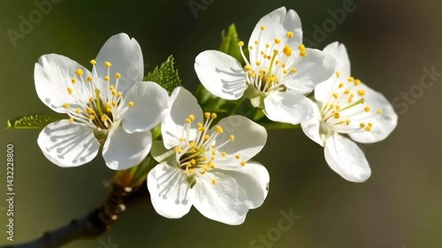 Delicate white blossoms on a spring branch.