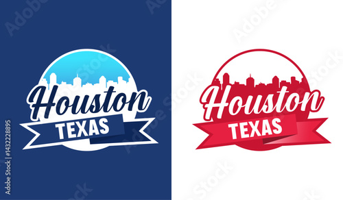 houston texas with city skyline silhouette