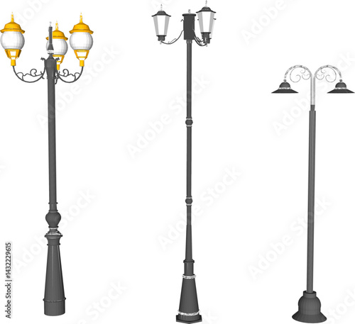 sketch vector illustration silhouette design classic vintage city park lamp ethnic europe