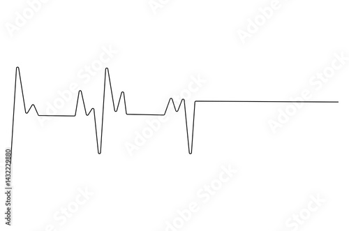 Continuous one line drawing of Heartbeat. Single line drawing illustration of ECG or EKG Cardio graph. Medical cardiology concept vector art. Doodle line illustration.