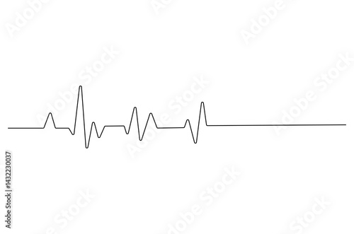Continuous one line drawing of Heartbeat. Single line drawing illustration of ECG or EKG Cardio graph. Medical cardiology concept vector art. Doodle line illustration.