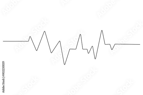 Continuous one line drawing of Heartbeat. Single line drawing illustration of ECG or EKG Cardio graph. Medical cardiology concept vector art. Doodle line illustration.