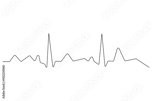 Continuous one line drawing of Heartbeat. Single line drawing illustration of ECG or EKG Cardio graph. Medical cardiology concept vector art. Doodle line illustration.