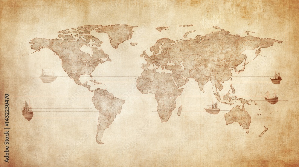 Fototapeta premium Treaty agreement image overlaid with cargo ship routes and logistic arrows