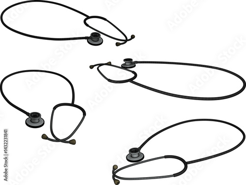 vector sketch illustration design image of stethoscope as a doctor's tool for examining patients  