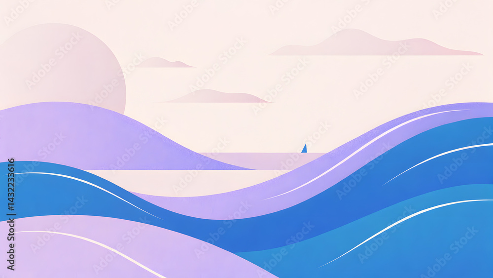Soft pastel art with fluid shapes and