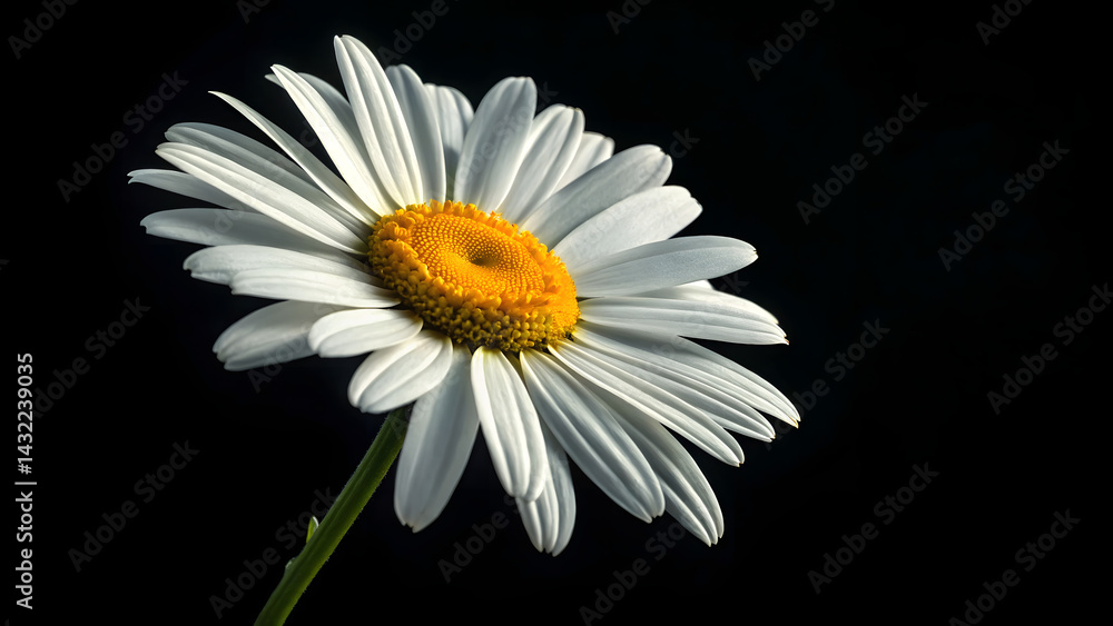 Topview one daisy black background