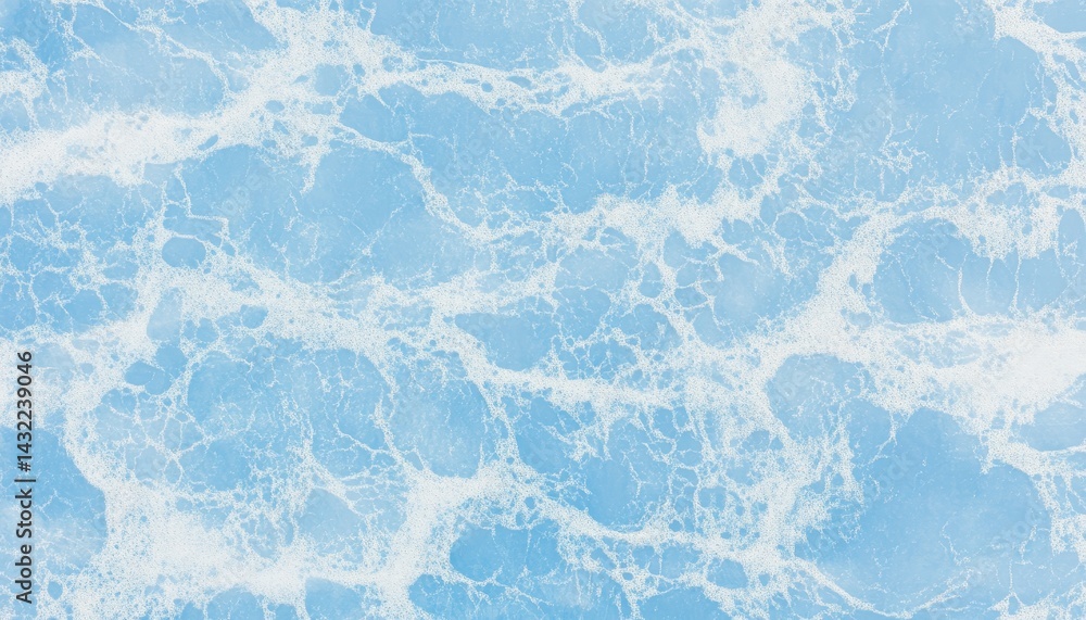 Fototapeta premium Light blue water surface with white foam
