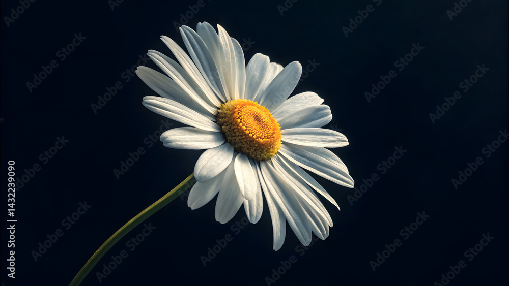 Topview one daisy black background