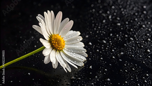 Obraz na płótnie Topview one daisy black background w salonie