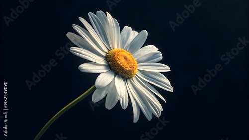 Obraz na płótnie Topview one daisy black background w salonie