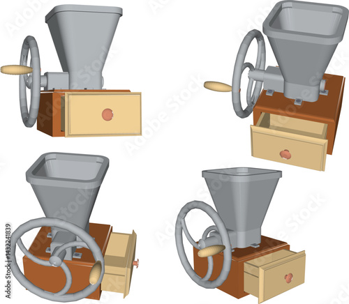 Vector sketch illustration of ice shaving machine design for making ice cream