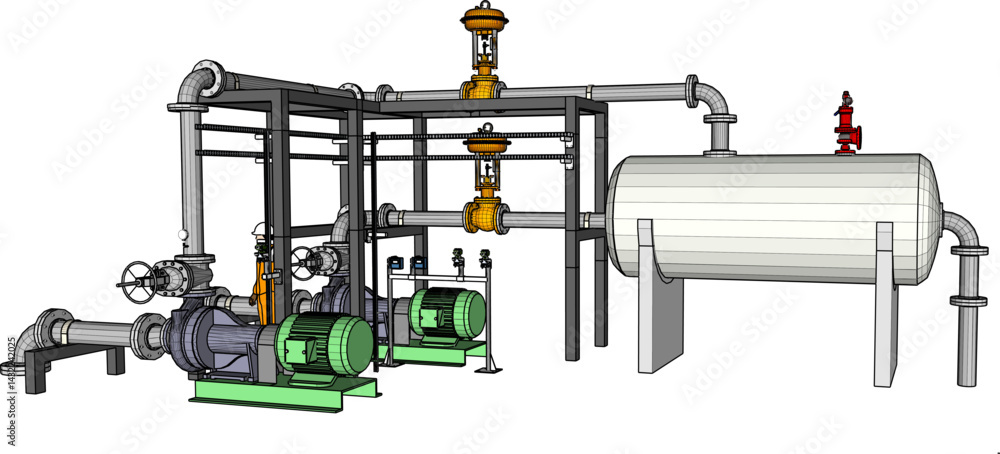 vector sketch illustration of industrial machine design for factory vector sketch illustration of industrial machine design for factory