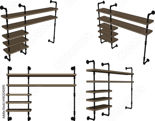 vector sketch illustration design wardrobe shelf furniture tv cabinet modern industrial for home interior living room