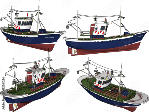 Vector sketch illustration of a marine patrol police ship design to secure the waters area 