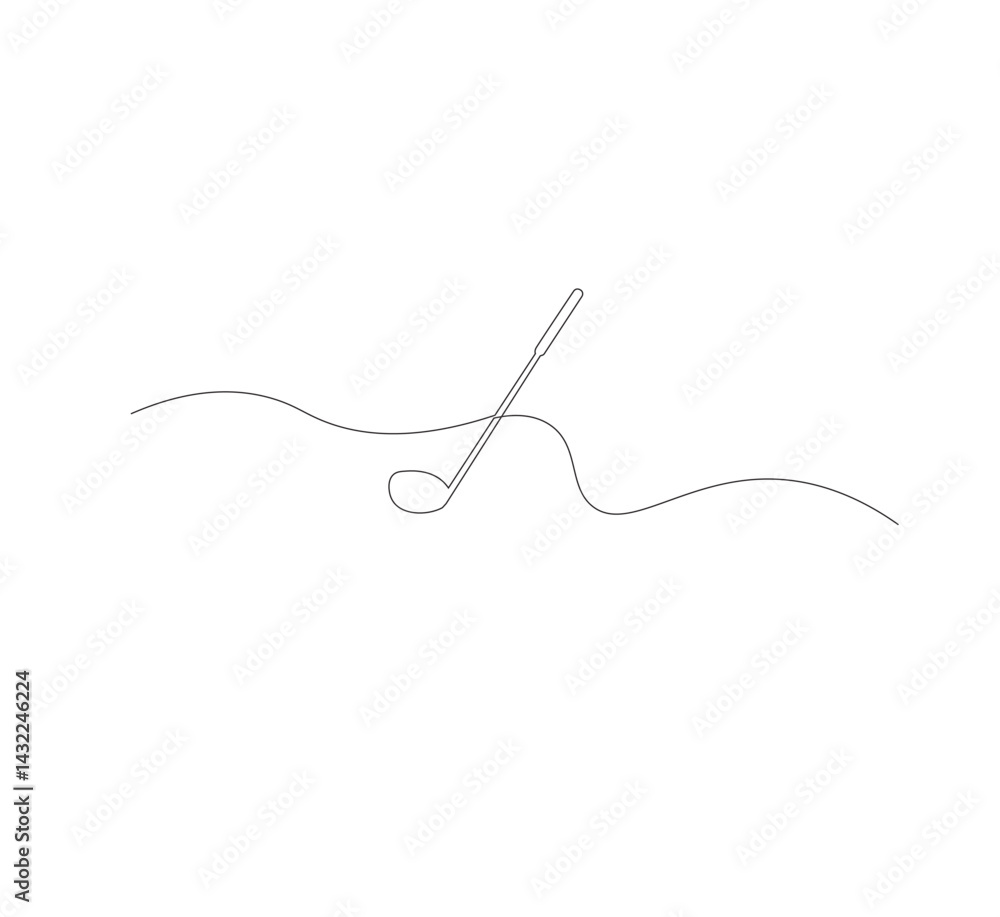 One continuous line drawing of golf putter, golf line icon, white background,one continuous line drawing of Golf sport vector illustration, abstract one line icon drawing. One continuous line drawing of golf putter, golf line icon, white background,one continuous line drawing of Golf sport vector illustration, abstract one line icon drawing.
