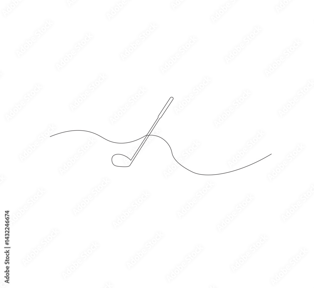 One continuous line drawing of golf putter, golf line icon, white background,one continuous line drawing of Golf sport vector illustration, abstract one line icon drawing. One continuous line drawing of golf putter, golf line icon, white background,one continuous line drawing of Golf sport vector illustration, abstract one line icon drawing.