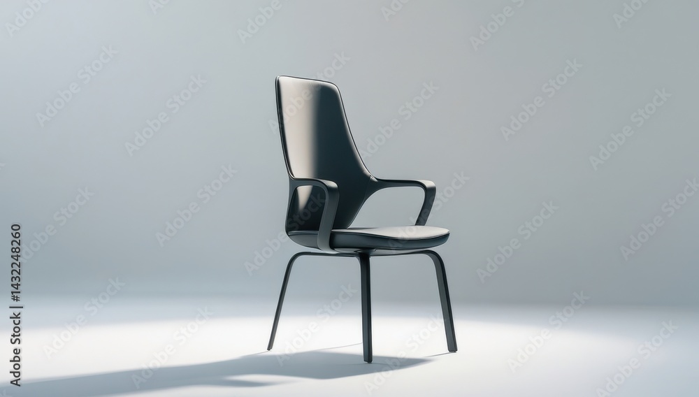 Fototapeta premium Modern Black Armchair in Minimalist Studio Setting