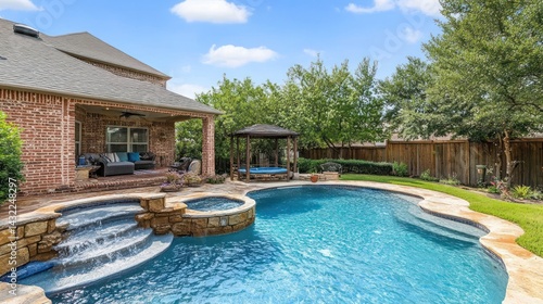 Wallpaper Mural Backyard pool, spa, and patio; summer luxury home Torontodigital.ca