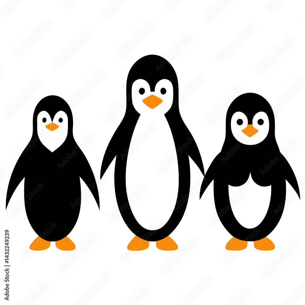 Naklejka premium Penguin icon set with different styles vector on white background.