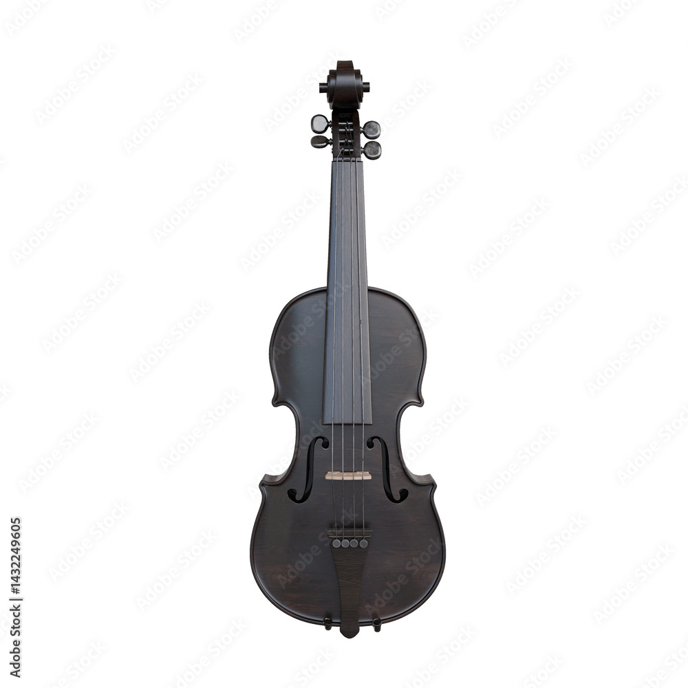 Naklejka premium Elegant Wooden Violin on Black Background
