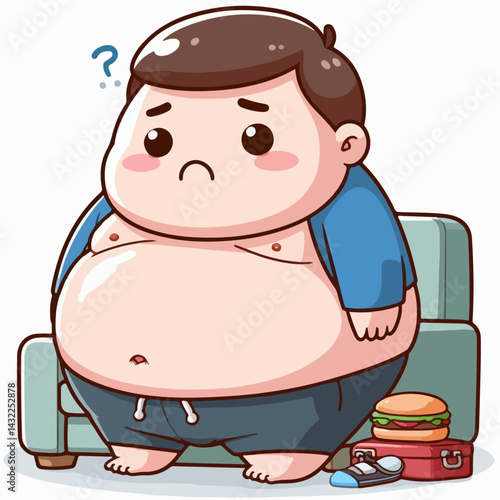 cartoon fat person vector illustration