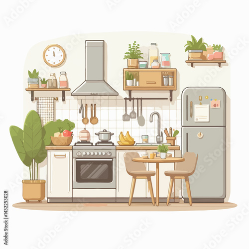 kitchen room vector illustration