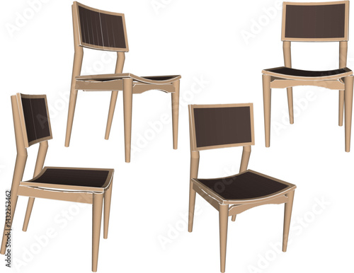 vector sketch illustration of wooden dining room chair design with modern abstract ethnic traditional design 