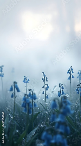 Wallpaper Mural beautiful bluebells flower on the icy background, created by generative ai Torontodigital.ca