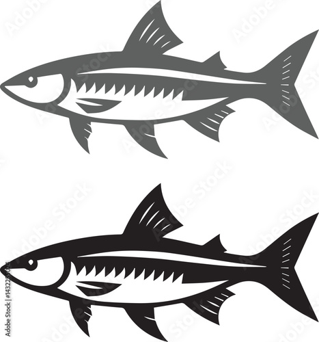fish vector illustration, fish logo silhouette vector