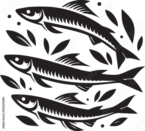 fish vector illustration, fish logo silhouette vector