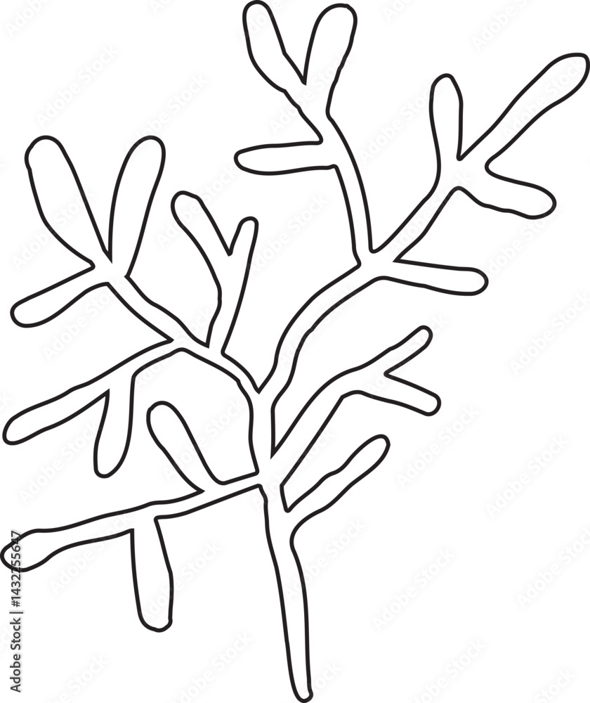Fototapeta premium Abstract Leaf Minimalist Line Art Hand Drawn