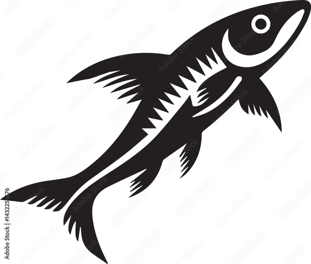 Obraz premium fish vector illustration, fish logo silhouette vector