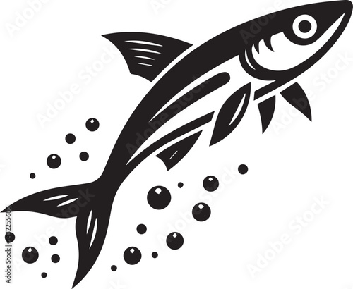 fish vector illustration, fish logo silhouette vector