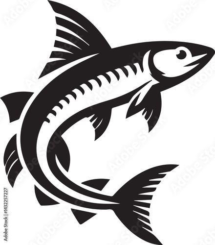 fish vector illustration, fish logo silhouette vector