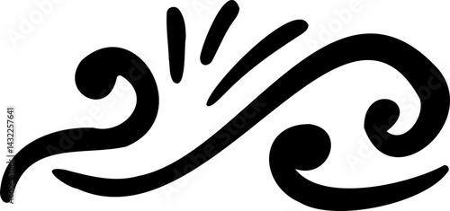 Calligraphy Curvy Line Floral Decoration