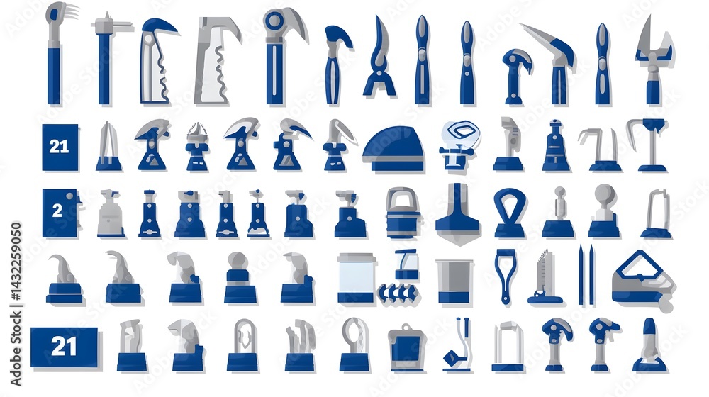 Fototapeta premium Professional Cobalt And Gray Tools Pictogram with Bonus for 2017 Trends