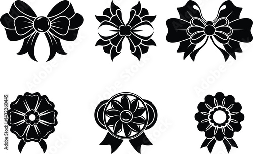 Modern and Unique elegant brooch designs silhouette vector illustration, elegant brooch designs line art vector icon design set