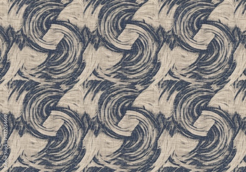 non representational watercolor representation striped textile coloration forming free flowing artistic design intertwined circular motifs creating continuous surface pattern effect resembling