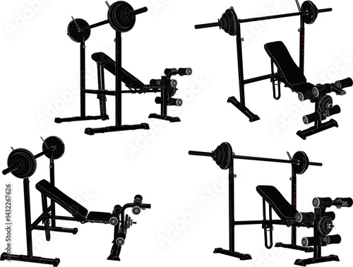 vector sketch illustration silhouette design of fitness machine sport fitness in gym center  